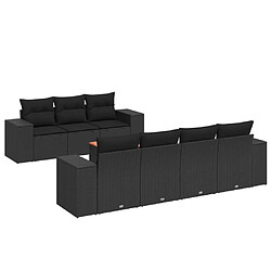 vidaXL Salon de jardin 8 pcs avec coussins noir résine tressée