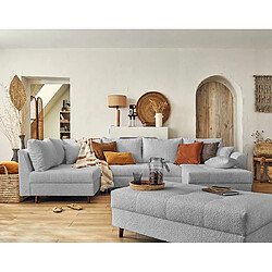 Lisa Design Rune - canapé panoramique d'angle gauche - 7 places - avec pouf d'appoint - en tissu bouclette Rune - canapé panoramique d'angle gauche - 7 places - avec pouf d'appoint - en tissu bouclette - Gris