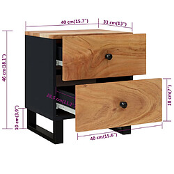 vidaXL Tables de chevet 2 pcs 40x33x46 cm Bois d'acacia massif pas cher