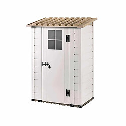 Abri de Jardin en Résine Gardiun Tuscany Evo 100 1,32m² 95x139x201 cm Blanc/Beige 1 Porte