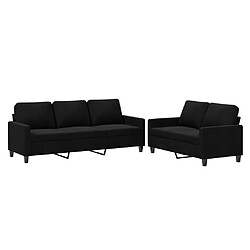 vidaXL Ensemble de canapés 2 pcs avec coussins Noir Velours