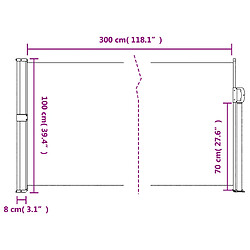 vidaXL Auvent latéral rétractable noir 100x300 cm pas cher