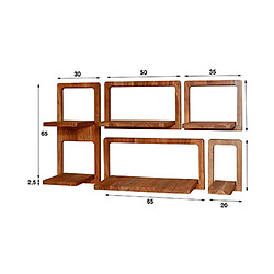 Mes Lot de 5 étagères murales en acacia massif naturel pas cher