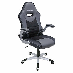 Songmics Siège de Bureau Pivotant, Fauteuil Ergonomique, avec Accoudoirs Pliables, Piètement en étoile en Nylon, Charge maximale 150 kg, Noir, Gris OBG63BG