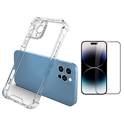 Kit Étui SuperProtectAnti-Shock + Film Verre Trempé de la Étui Complète 5D Phonecare pour Apple iPhone 15 - Transparent 