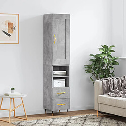 vidaXL Buffet haut Gris béton 34,5x34x180 cm Bois d'ingénierie