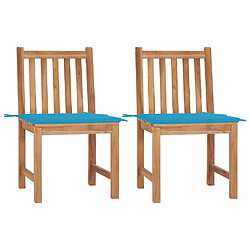 vidaXL Chaises de jardin lot de 2 avec coussins Bois de teck massif