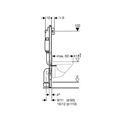 GEBERIT Ensemble bâti-support avec réservoir pour WC muraux Duofix UP100 - 112 cm