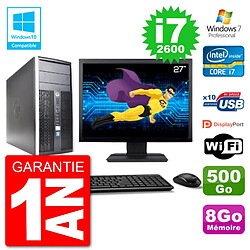 PC HP 6300 MT Ecran 27" i7-2600 RAM 8Go Disque 500Go Graveur DVD Wifi W7 · Occasion 