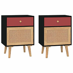 Maison Chic Lot de 2 Tables de chevet - Tables de Nuit noir 40x30x55 cm bois d'ingénierie