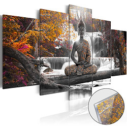 Decoshop26 Tableaux en verre acrylique décoration murale en 5 panneaux motif Bouddha d'automne 200x100 cm TVA110105 