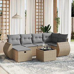 vidaXL Salon de jardin avec coussins 7pcs mélange beige résine tressée