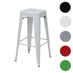 Mendler Tabouret de bar HWC-A73, chaise de comptoir, métal, empilable, design industriel ~ blanc