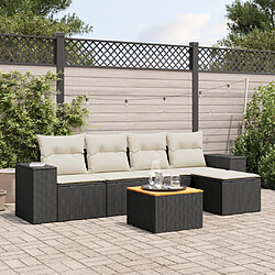 vidaXL Salon de jardin 6 pcs avec coussins noir résine tressée