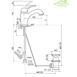 Rav Mitigeur lavabo LABE en chrome, or ou en laiton - Avec siphon