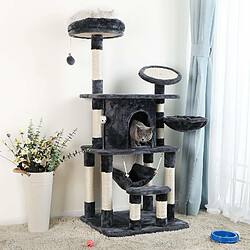 FEANDREA Arbre à Chat Multi Niveaux Panneau supérieur Rond en sisal avec Rebord Tronc pour aiguiser Les Griffes Niche Luxueuse pour Chats Salle de Jeux Couleur Grise PCT25G