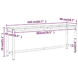 vidaXL Cadre banc de travail Noir mat et rouge mat 210x50x79 cm Métal pas cher