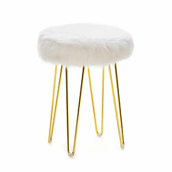 Tabouret Thai Natura Blanc Doré 35 x 48 x 35 cm