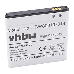 vhbw Li-Ion batterie 1750mAh (3.7V) compatible avec Samsung GT-I8250, GT-i9000, GT-i9000M, GT-I9003, GT-I9008, GT-I9010 téléphone portable, smartphone 