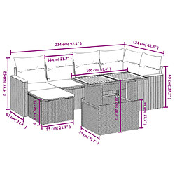 Acheter vidaXL Salon de jardin avec coussins 7 pcs beige résine tressée