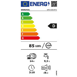 Lave-vaisselle 60cm 14 couverts 43db inox - WFC3C33PFX - WHIRLPOOL