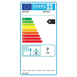 INVICTA Nola 7 - Poele a granules modulable de 2,5 a 7 kW - Acier - Rendement : 86 % - Autonomie : 27 h - Flamme verte 6* - Gris