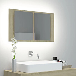 vidaXL Armoire à miroir à LED de bain Chêne sonoma 80x12x45 Acrylique