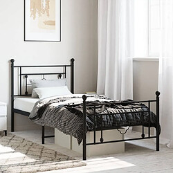 Maison Chic Cadre/structure de lit métal et tête de lit + pied de lit pour adulte - Lit Moderne Chambre noir 90x200 cm -MN36910