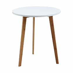 Aubry Gaspard Table d'appoint ronde en bois et MDF laqué blanc.
