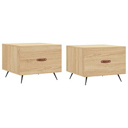 vidaXL Tables basses 2 pcs chêne sonoma 50x50x40 cm bois d'ingénierie