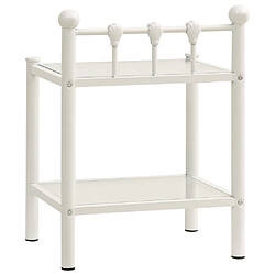 Acheter Maison Chic Table de chevet,Table de Nuit,Meuble de Rangement Blanc/transparent 45x34,5x60,5cm Métal et verre