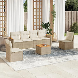 vidaXL Salon de jardin avec coussins 7 pcs beige résine tressée 