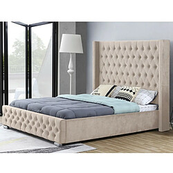 Acheter Meubler Design Lit Design Grande Tête De Lit Lia - Velours Taupe - 180x200