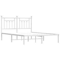 Maison Chic Lit adulte 140x200cm- Cadre de lit métal avec tête de lit pour chambre blanc -MN73773 pas cher