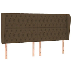 Maison Chic Tête de lit scandinave avec oreilles,meuble de chambre Marron foncé 203x23x118/128 cm Tissu -MN55220