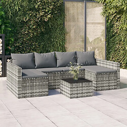 vidaXL Salon de jardin 2 pcs avec coussins Gris Résine tressée 