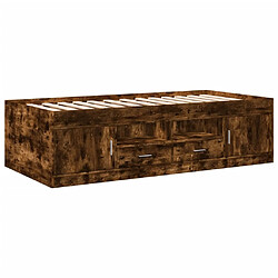 Maison Chic Lit d'appoint | Lit de jour | Lit de repos et tiroirs chêne fumé 100x200 cm bois d'ingénierie -GKD69101