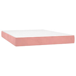 vidaXL Matelas de lit à ressorts ensachés rose 140x210x20 cm velours