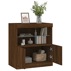 Maison Chic Commode Buffet - Meuble de rangement avec lumières LED chêne marron 60x37x67 cm -GKD43058 pas cher