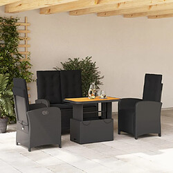 Maison Chic Ensemble à manger d'extérieur 4 pcs avec coussins,Salon de jardin noir -GKD983362