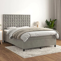 vidaXL Sommier à lattes de lit et matelas Gris clair 140x190cm Velours 