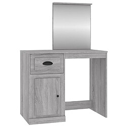 Helloshop26 Coiffeuse avec miroir 90 x 50 x 132,5cm bois ingénierie gris 02_0006311