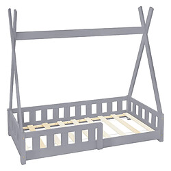 ML-Design Lit tipi d'enfants gris clair avec protection antichutes tente de jeu 140x70cm