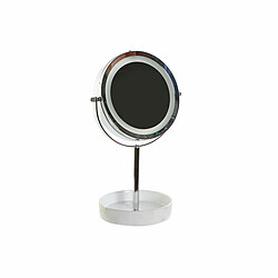 Miroir Grossissant avec LED DKD Home Decor 14,5 x 14,5 x 33 cm Céramique Blanc Métallisé