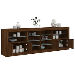 Maison Chic Commode Buffet - Meuble de rangement avec lumières LED chêne marron 202x37x67 cm -GKD10388