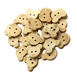 Acheter Boutons de couture en bois 2 trous diy scrapbook artisanat 30pcs 18mm tête d'ours