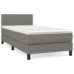 vidaXL Sommier à lattes de lit avec matelas Gris foncé 100x200cm Tissu