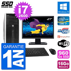 PC Tour HP 6300 CMT Ecran 27" Intel i7-2600 RAM 16Go SSD 960Go Windows 10 Wifi - Occasion