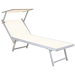 Univers Du Pro Lit de plage bain de soleil pliant blanc Rimini en aluminium 180 x 60 x H38 cm