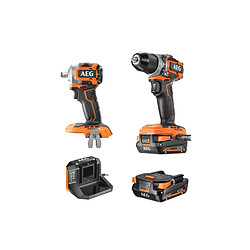 Pack AEG Perceuse-visseuse - Boulonneuse à choc - 18 V - Subcompact - Brushless - 2 Batteries 2,0 Ah - Chargeur